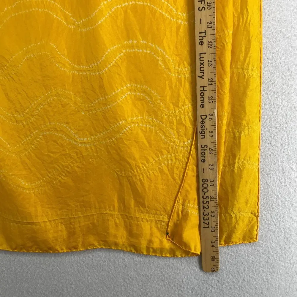 Scarf Silk Crepe De Chine Shibori Tie Dye Hand Rolled Shawl Wrap Yellow